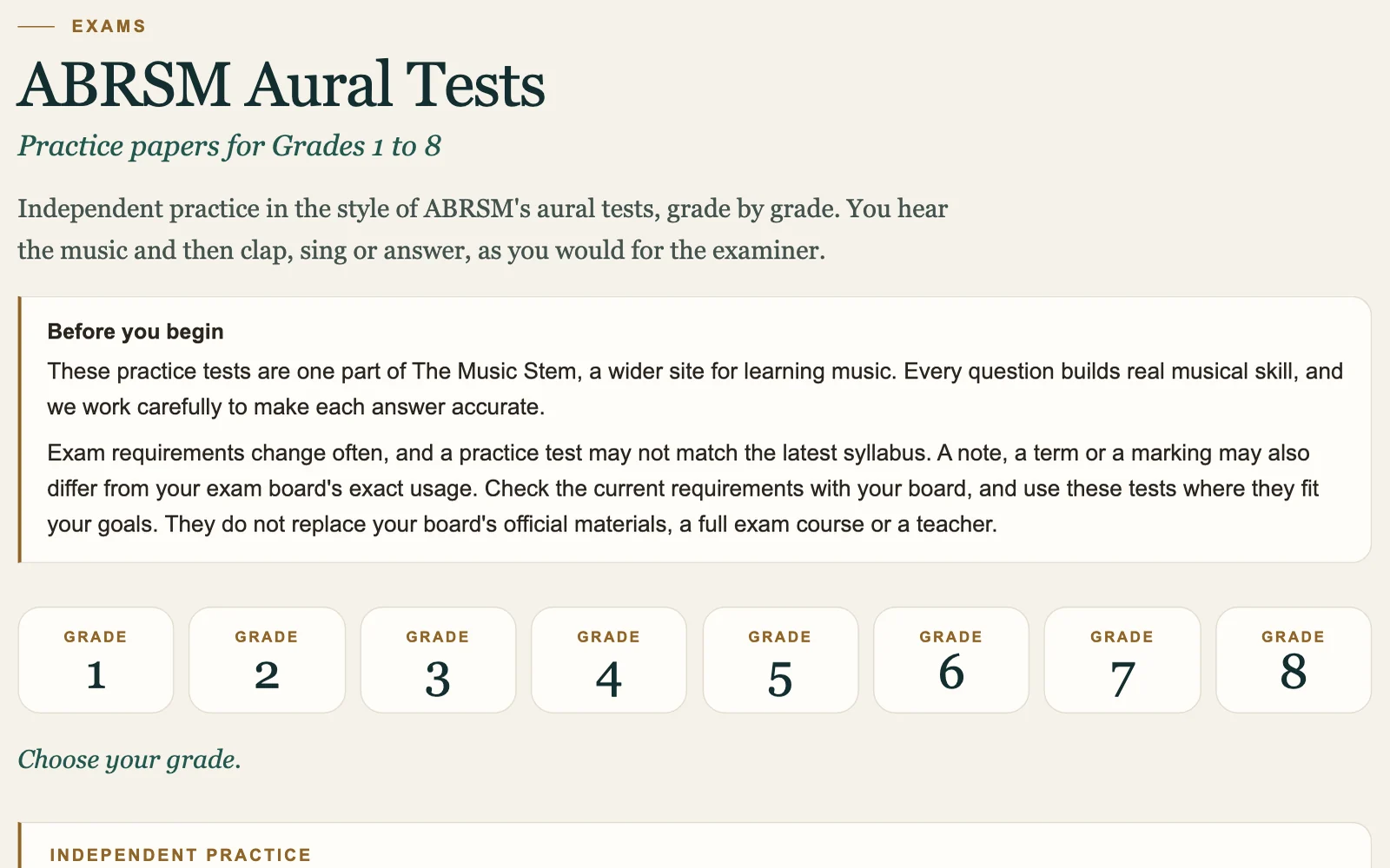 ABRSM aural practice papers by grade
